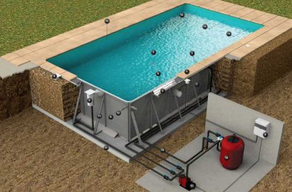 Modular pool 6x3x1.4 m with skimmer
